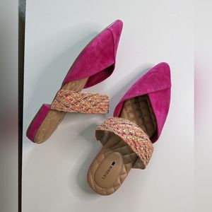 Birdies Hot Pink Pointed Mules with Strap Size 7